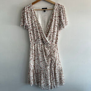 AQUA Floral Mini Dress M White Pink